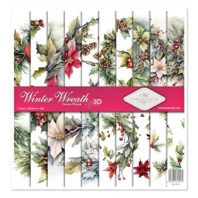 Afbeelding van ITD Collection Scrapbook papier 310 x 12 inch Scrapbooking pakket 320 mm Decoratief voor decoupage Kaarten maken 10 vellen + 1 Kunstdagboek Winter Wreath SLS 078