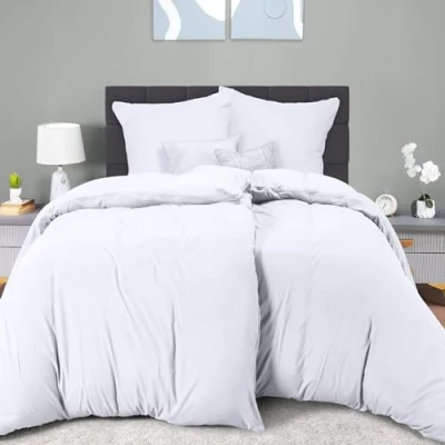 Afbeelding van Utopia Bedding Dekbedovertrek Set Zachte Microvezel 2 135x200cm met Kussenslopen 80x80cm Beddengoed Wit