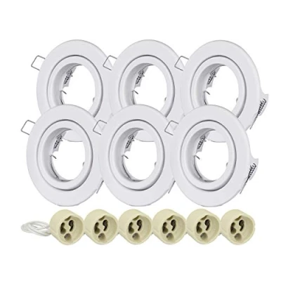 Afbeelding van 6 stuks inbouwspots 30 draaibaar, GU10 met veer, lampfittingen inbegrepen (rond, wit)