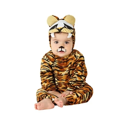 Afbeelding van Atosa Verkleed set voor peuters tijger bruin 2 delig carnaval verkleedkleding 12 24 mnd