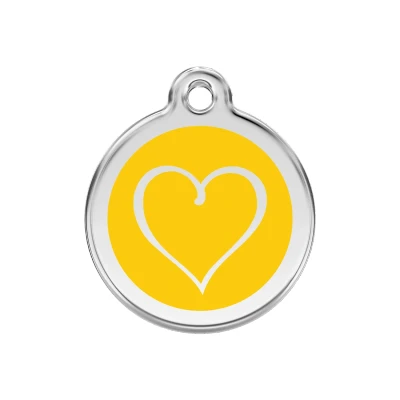 Afbeelding van Tribal Heart Yellow roestvrijstalen hondenpenning medium/gemiddeld dia. 3 cm RedDingo