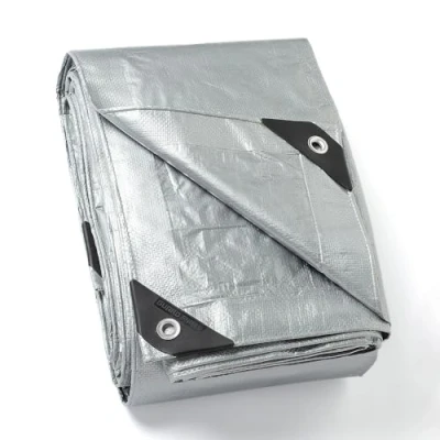 Afbeelding van GUARD SHIELD Afdekzeil, met inslagringen, waterdicht, 4 m x 6 m, zilverkleurig, multifunctioneel polyester zeil, 120 g/m², zeildoek, beschermend multifunctioneel, scheurvast, uv gestabiliseerd