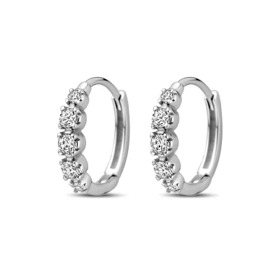 Afbeelding van Zilver Gerhodineerd Klapoorringen Zirkonia 14 Mm 1338993