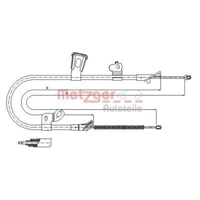Afbeelding van METZGER 17.1078 Handremkabel Links achter 1662/1528mm Schijfremmen COFLE TOYOTA: Yaris Verso (P2) 1.3, 1.5, 1.4 D 4D 1999 2005