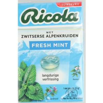 Afbeelding van 2x Ricola Fresh Mint Suikervrij Doosje 50 gr
