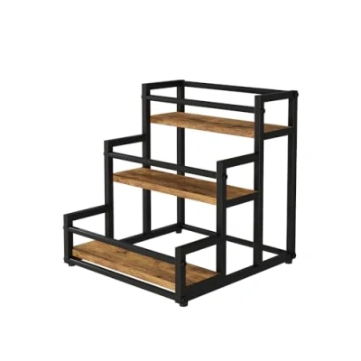 Afbeelding van Vicco Traprek &quot;Fyrk&quot;, Eiken rustiek/Zwart, 33 x 34 cm met 3 open vakken