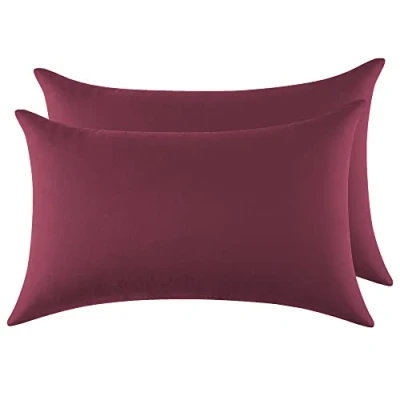 Afbeelding van Kussenslopen voor Tweepersoonsbed van Katoen 50x80 cm 2 Stuks, Set Gecertificeerd Door Oeko TEX In Premium 110GSM, Zacht en Ademend, Hypoallergeen Bordeaux