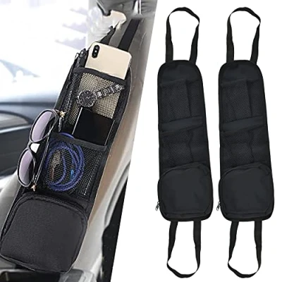 Afbeelding van OTTYMO 2 Pack Auto Organizer Seat Side Opbergtas 3 Zakken Opbergnet Voorstoel Mesh Opknoping Tas Universele Multifunctionele Opslag voor Kleine Items Drank Telefoon