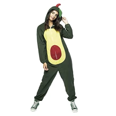 Afbeelding van Rubies Avocado kostuum voor volwassenen, uniseks, eenheidsmaat, jumpsuit met capuchon, origineel Halloween, carnaval, party, vrijgezellenfeest, cosplay en verjaardag.