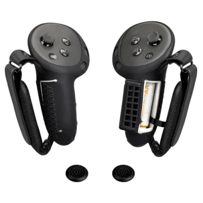 Afbeelding van Controller Grips Cover voor MetaQuest 3S/3, verbeterde siliconen hoes met batterij opening en verstelbare knokkel riemen, anti slip VR handvat beschermer Quest 3S accessoires