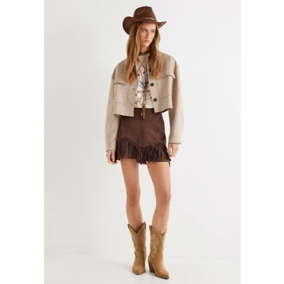 Afbeelding van Koton Imitatieleren jas, Dames, Maat: 38, Beige