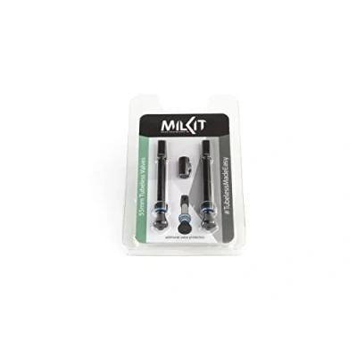 Afbeelding van milKit Fietstubeless Presta Valve Stem Black Tubeless Tire Cores en Core Removal Tool Inbegrepen Pack van 2 (55mm)