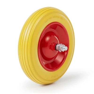 Afbeelding van Kruiwagenwiel lekvrij compleet PU wiel 4.00 8 polyurethaan massief rubber met steekas