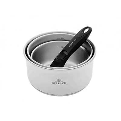 Afbeelding van Gerlach Smart Steel Inductiepotten, roestvrij staal, meerlagige bodem voor gasfornuis, keramische oven, 4 stuks