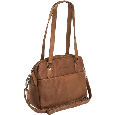 Afbeelding van Stijlvolle damestas Bowlingbag BILBAO wax pull up cognac