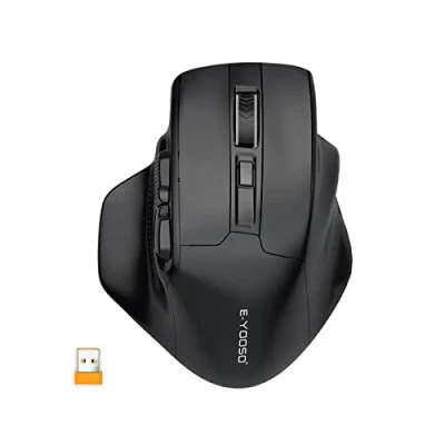 Afbeelding van Yeemie draadloze USB muis grote voor handen 2.4G optische gamingmuis, 4800 DPI, met 6 knoppen, draagbare pc Mac, zwart