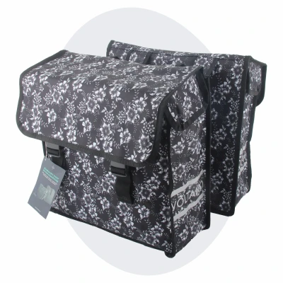 Afbeelding van Voltano Dubbele Fietstas Floral Elegance 38 Liter Waterdicht Polyester