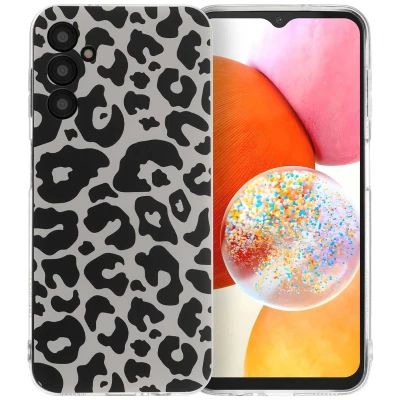 Afbeelding van Samsung Galaxy A14 (4G) Hoesje Siliconen en TPU (zacht) iMoshion Softcase/Backcover Leopard Transparent Telefoonhoesje