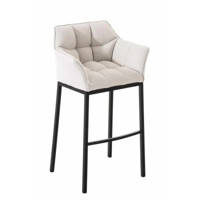Afbeelding van Barkruk Sarpsborg Stof met 4 poots Frame Zwart Wit