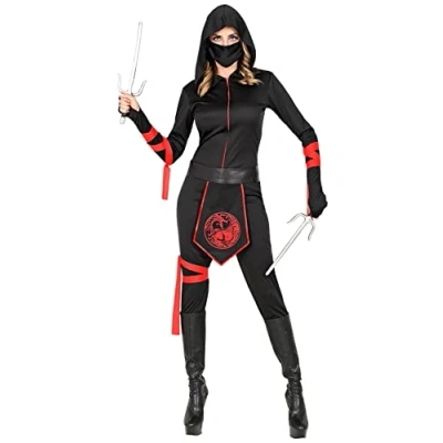 Afbeelding van Widmann Ninja &amp; Samurai Kostuum Charmante Starlight Vrouw Rood, Zwart XS Carnavalskleding Verkleedkleding