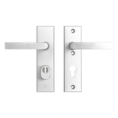 Afbeelding van AXA veiligheidsbeslag achterdeur Edge Plus rechth. kortschild Blok kruk/kruk PC72 met kerntrekbeveiliging SKG3 aluminium