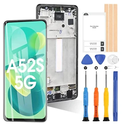 Afbeelding van Scherm voor Samsung Galaxy A52s 5G SM A528B A528B/DS LCD Display Touch Digitizer Glas Assembly Vervanging met gereedschap (zwart frame)