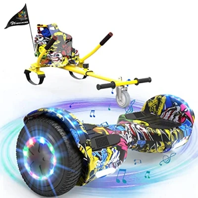 Afbeelding van EVERCROSS XP9 hoverboards met zitting 6,5 inch, overboard hoverkart voor kinderen en volwassenen, bluetooth muziek ledverlichting, accu 4 Ah, max. 15 km/u, 7 kg