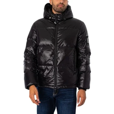 Afbeelding van Armani Exchange heren Down puffer jack met donsvullling en afneembare capuchon in de kleur Zwart, maat: XXL