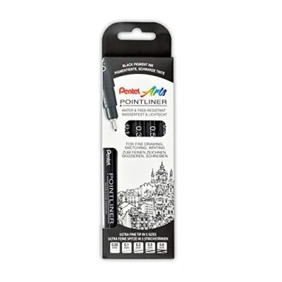 Afbeelding van Pentel fineliner Pointliner SP20, zwart, kartonnen etui met 5 stuks me