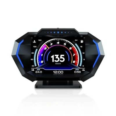 Afbeelding van AMROOLOO Cars Heads Up Display, OBD2+GPS+Helling Meter Mode, Meertalige Verwisselbare MPH en KM/H eenheden van snelheidsmeter voor alle auto&#039;s