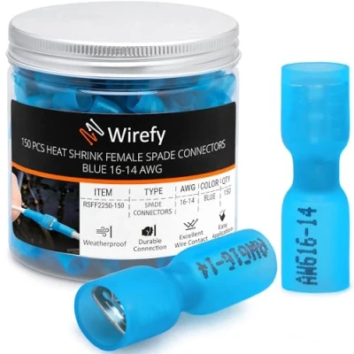 Afbeelding van Wirefy 150 Stuks Kabelschoenen Vlakstekker Kit Vrouwelijke Krimpkous Female Spade Connectoren Elektrische 1,5 2,5 mm²