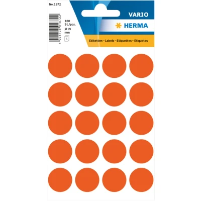 Afbeelding van HERMA Etiket 1872 rond 19mm rood 100stuks