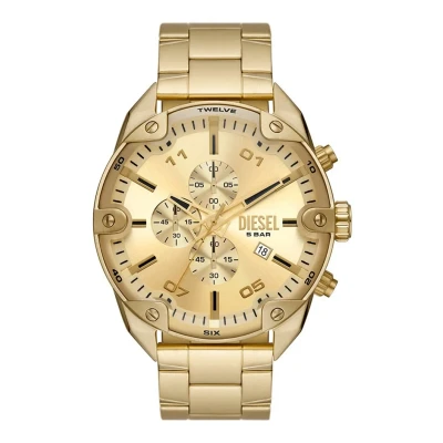 Afbeelding van Diesel DZ4608 Horloge Spiked Chrono staal goudkleurig 49 mm