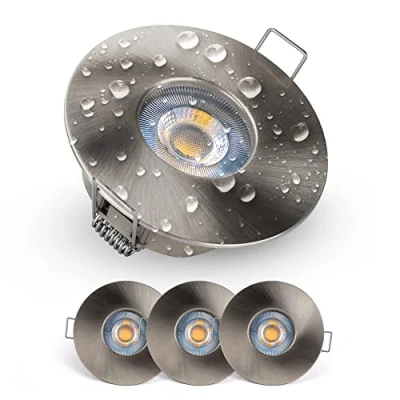 Afbeelding van EMOS LED Inbouwspot 230V 5W, 370lm waterdicht IP44 voor buiten en binnen spots plafondlamp 3000K warm wit, set met 3 stuks plafondspots rond, kleur wit