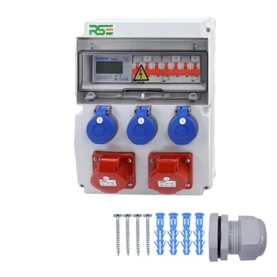 Afbeelding van Bouwstroomverdeler, wandverdeler, compleet bedraad, 32 A, 16 230 V, met CEE meter, IP65, 1. 2 x 3 V LS+teller