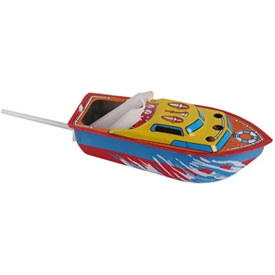 Afbeelding van POFET Klassieke Kaars Aangedreven Speed Boot Schip Tin Toy Water Handgemaakte Decoratie