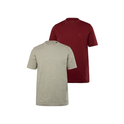 Afbeelding van JP1880 Doppelpack Rundhals Bequeme Passform Tshirt basic, Heren, Maat: Large, Dark red