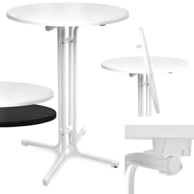Afbeelding van Beautissu Bellini Inklapbaar Statafel Rond Ø 80 cm Wit Outdoor Tafel Weerbestendig Hittebestendigheid Eenvoudige Montage Voorgemonteerd