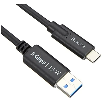 Afbeelding van PureLink USB C naar A kabel, 3.1 Gen 2 met 10 GB/s gegevensoverdracht, zwart, 1,00 m