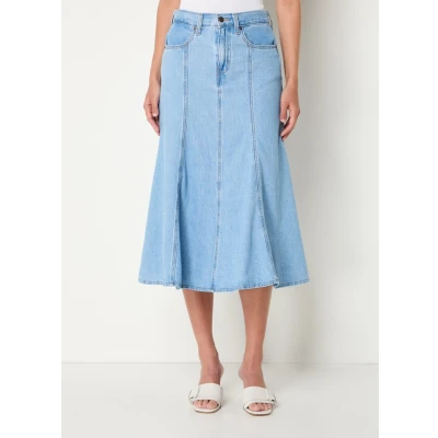 Afbeelding van Levi&#039;s dames Midi rok van denim met steekzakken in de kleur Indigo, maat: W25