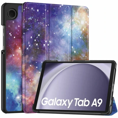 Afbeelding van Samsung Galaxy Tab A9 Hoes: iMoshion Design Trifold Bookcase Space Kunstleder Tablet Hoezen