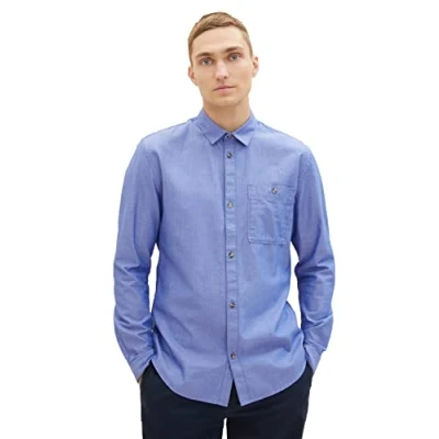 Afbeelding van TOM TAILOR Denim regular fit twill overhemd voor heren van katoen
