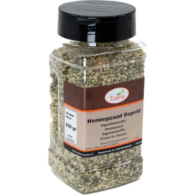 Afbeelding van Tuana Kruiden Hennepzaad Gepeld Strooibus 250 Gram MP0091
