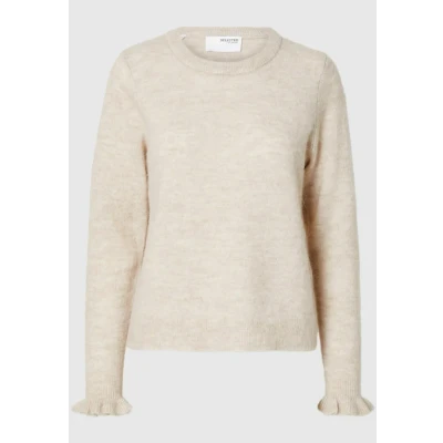 Afbeelding van Selected Femme Oneck Trui, Dames, Maat: 40, Birch