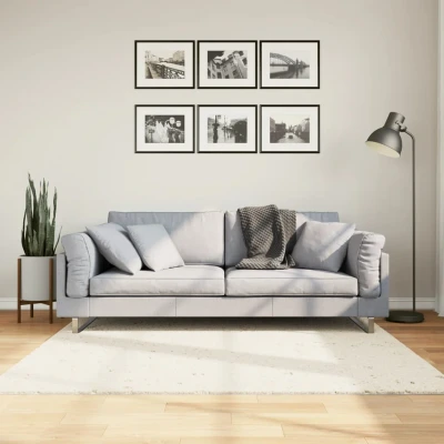 Afbeelding van Vloerkleed shaggy hoogpolig modern 160x160 cm crèmekleurig