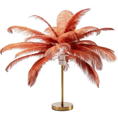 Afbeelding van KARE Feather Palm tafellamp met veren, roestrood