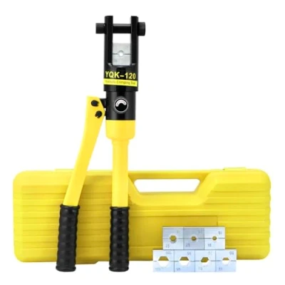 Afbeelding van QWORK® krimptang hydraulisch, kabelschoenen, 12 ton, met 8 matrijzen 10 120 mm²