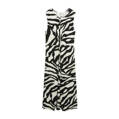 Afbeelding van TOM Tailor Jerseyjurk, Dames, Maat: 46, Abstract beige zebra