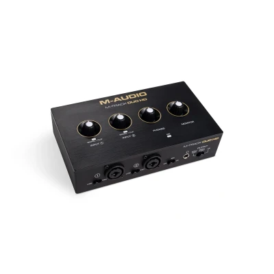 Afbeelding van M Audio Track Duo HD Interface 24 bits 192 kHz voor Opnemen, Streamen en Podcasten met USB C, 2 XLR TRS Ingangen, Uitgangen, Softwarepakket