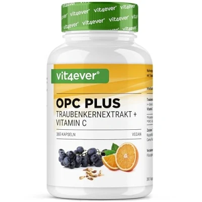 Afbeelding van OPC druivenpitextract + natuurlijke vitamine C 365 capsules voor 12 maanden Hoogste gehalte volgens HPLC In laboratorium geteste van Europese druiven Veganistisch